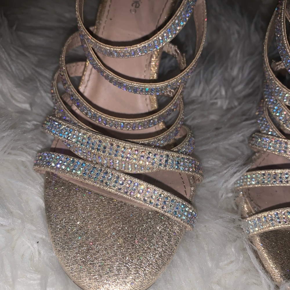 Glitter high heels.